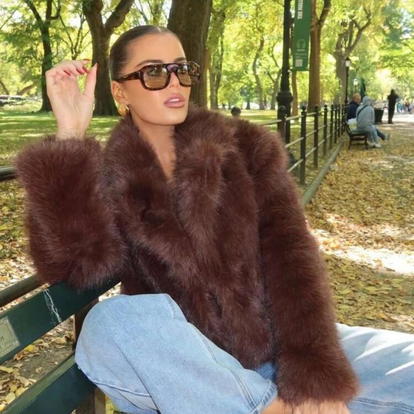 None Jackets & Blazers - Chic Brown Teddy Jacket